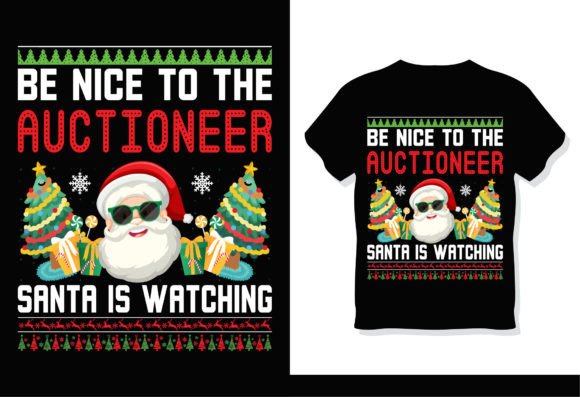 Auctioneer Santa Christmas T-Shirt Design