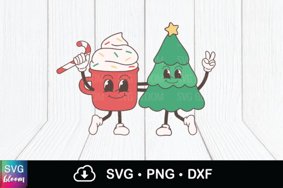 Retro Christmas Tree and Cup Character: A Timeless Design for Modern Creations