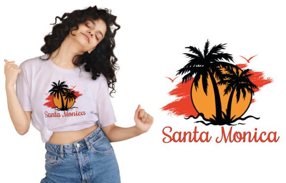 Santa Monica Beach Typography T-shirt: A Modern Design for Apparel and Print Media