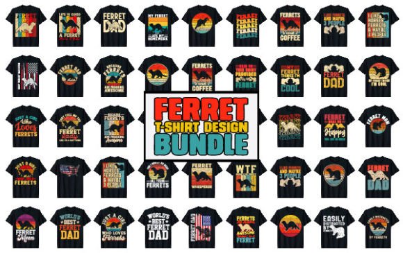 Vintage Ferret T-Shirt Design Bundle